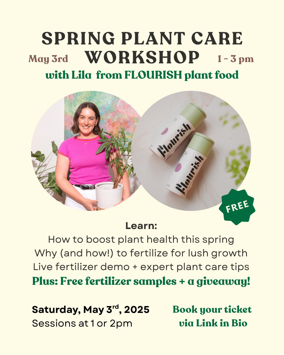 Spring Plant Care Workshop May 3rd @ 1pm