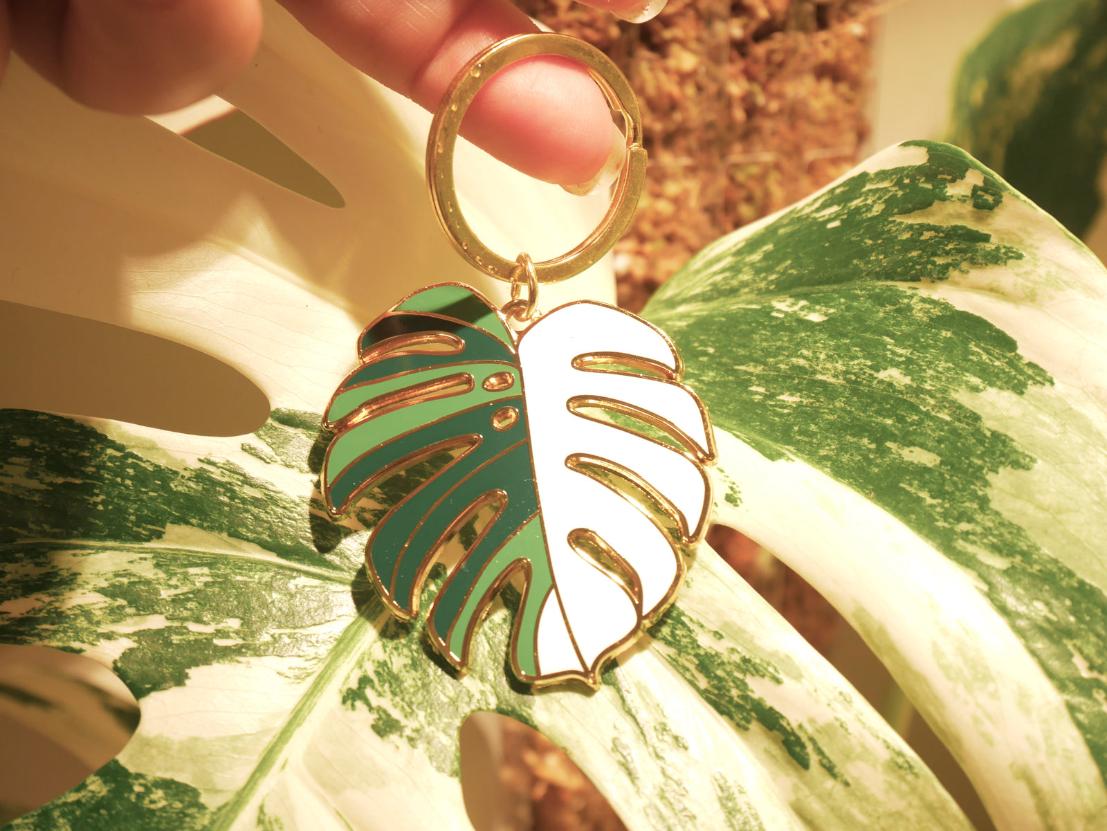 Monstera Albo Keychain